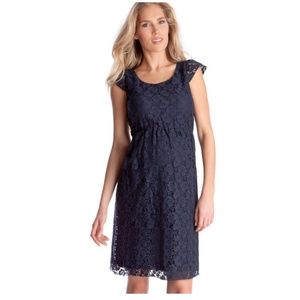 Seraphine Cotton Navy Blue Lace Maternity Dress